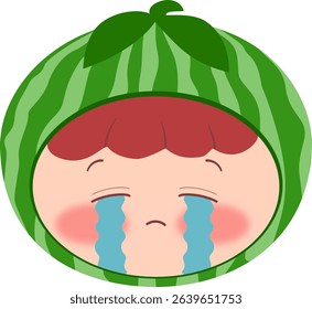 Cute Head a Watermelon Crying