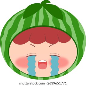 Cute Head a Watermelon Crying