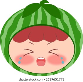 Cute Head a Watermelon Crying