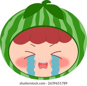 Cute Head a Watermelon Crying