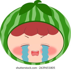 Cute Head a Watermelon Crying