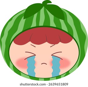 Cute Head a Watermelon Crying