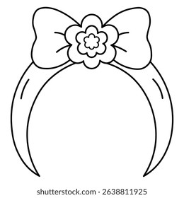 Cute Headband with Bow and Flower Coloring Page – Simple Fashion Accessory for Kids