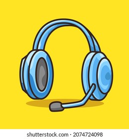 Cute Headphone for gamer in Colourful Cartoon Line Art Illustration