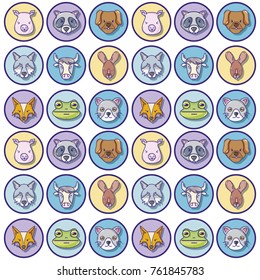 cute heads wilds animals background vector illustration