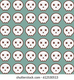 Cute Headskull Pattern In Blue Background