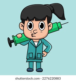 cute health carton illustrations, doctors and medical equipment