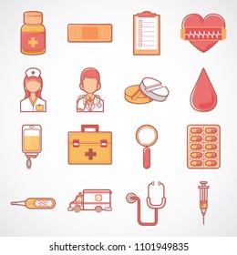 Cute Health Medicine Icon Set Stock Vector (Royalty Free) 1101949835