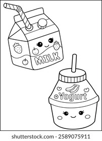 Cute healthy drink kawaii characters