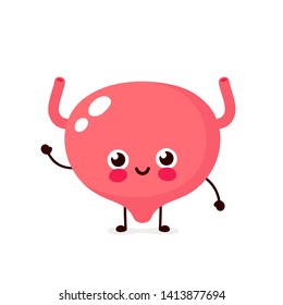 Cute healthy happy human Bladder organ character. Vector flat cartoon illustration icon design. Isolated on white background. Bladder character concept