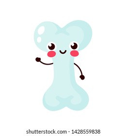 Cute healthy happy human bone character. Vector flat cartoon illustration icon design. Isolated on white background. Bone character concept