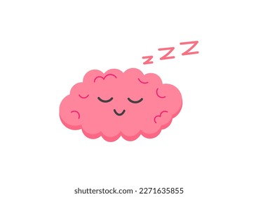 Cute healthy happy human brain organ mental calm relax peace meditation.Vector cartoon illustration character icon design.Isolated on white background.Brain, mind relax, calm character concept.