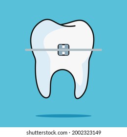 Cute healthy orthodontic cartoon tooth character, childrens dentistry concept vector Illustration