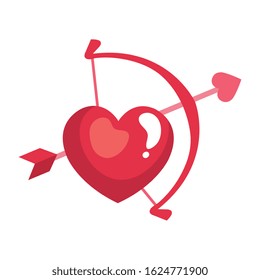cute heart with arch cupid isolated icon vector illustration design