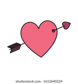 cute heart with arrow isolated icon vector illustration design