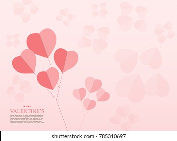 Cute Heart Balloon on Pink Background,Lovely and Valentines day Concepto,Diseño para Negocios y Presentación,con espacio y texto,vector,ilustración.