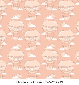 Cute heart balloon pattern valentine's day seamless pattern 
