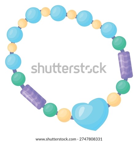 Cute heart bracelet. Glamour bead accessory icon