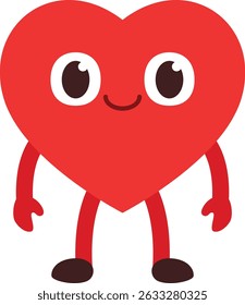 cute heart cartoon angry expression standing on both feet