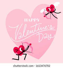 cute heart cartoon character greeting card,happy valentines day