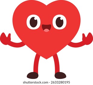 cute heart cartoon friendly expression with happy pose