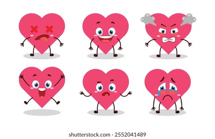 cute heart cartoon with many expressions design illustration