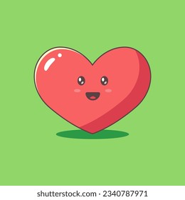 Cute heart cartoon style icon illustration