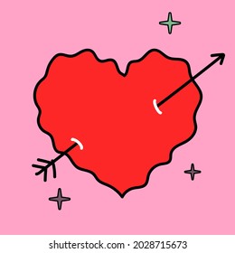 Cute heart in cartoon style. Vector illustration.