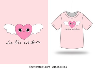 Cute heart  cartoon for t shirt vector