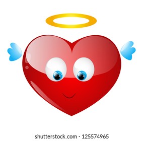 Cute heart character with angel wings