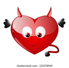 Cute heart character with daemon wings