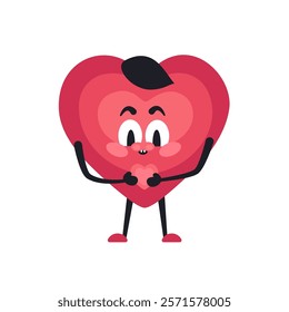 Cute Heart Character Emotion Cartoon Adorable Mascot. Vector illustration for Valentines Day designs, love-themed projects, and emotional content.  