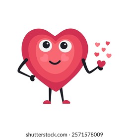 Cute Heart Character Emotion Cartoon Adorable Mascot. Vector illustration for Valentines Day designs, love-themed projects, and emotional content.  