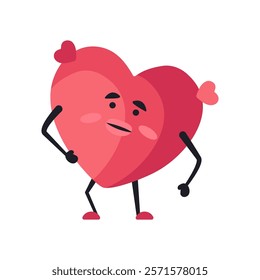 Cute Heart Character Emotion Cartoon Adorable Mascot. Vector illustration for Valentines Day designs, love-themed projects, and emotional content.  