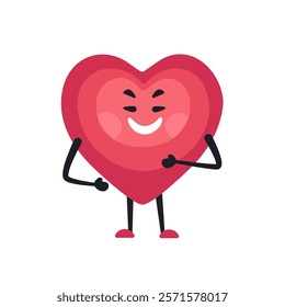 Cute Heart Character Emotion Cartoon Adorable Mascot. Vector illustration for Valentines Day designs, love-themed projects, and emotional content.  