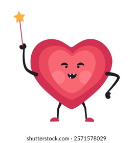 Cute Heart Character Emotion Cartoon Adorable Mascot. Vector illustration for Valentines Day designs, love-themed projects, and emotional content.  