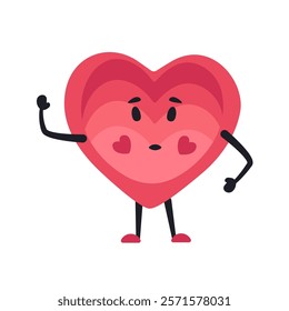 Cute Heart Character Emotion Cartoon Adorable Mascot. Vector illustration for Valentines Day designs, love-themed projects, and emotional content.  