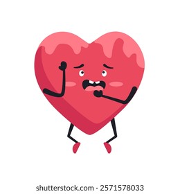 Cute Heart Character Emotion Cartoon Adorable Mascot. Vector illustration for Valentines Day designs, love-themed projects, and emotional content.  