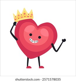 Cute Heart Character Emotion Cartoon Adorable Mascot. Vector illustration for Valentines Day designs, love-themed projects, and emotional content.  