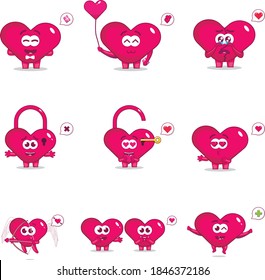 cute heart character graphic illustration suitable for expressing various expressions to your partner