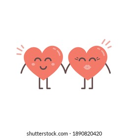 Cute heart character illustration. Happy Valentine's day
