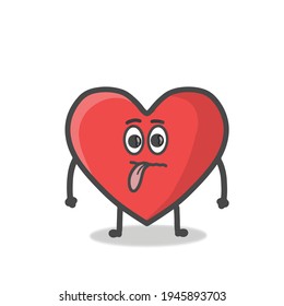 Cute Heart Character Mascot Flat Cartoon Emoticon Vector Design Illustration