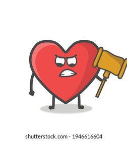 Cute Heart Character Mascot Flat Cartoon Emoticon Vector Design Illustration