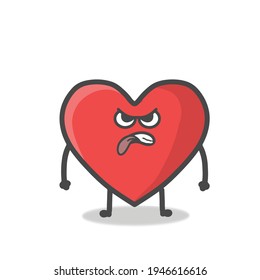 Cute Heart Character Mascot Flat Cartoon Emoticon Vector Design Illustration