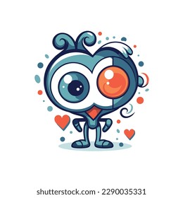 diseño del logotipo de mascota de un lindo personaje de corazón vectorial. caricatura de ilustraciones de amor