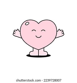 cute heart characters, Y2K cartoon style.