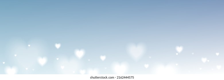 Cute heart cloudy bokeh soft snow banner