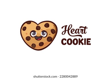 Cute Heart Cookie Illustration logo
