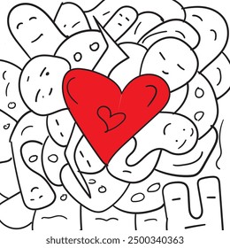 cute heart creature and love symbol