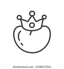 Cute heart with crown icon. Hand drawn illustration isolated on a white background. St. Valentine day concept. Vector 10 EPS.